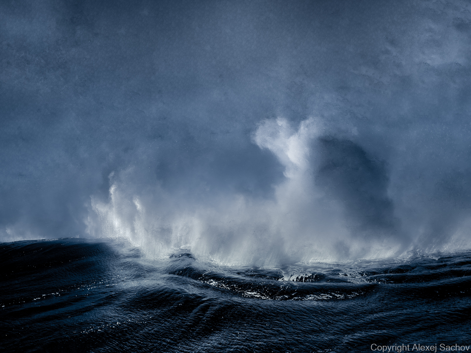 Underwater waves artwork — &ldquo;Caution, boiling!&rdquo; by Alexej Sachov, from The Edge of Wave series.