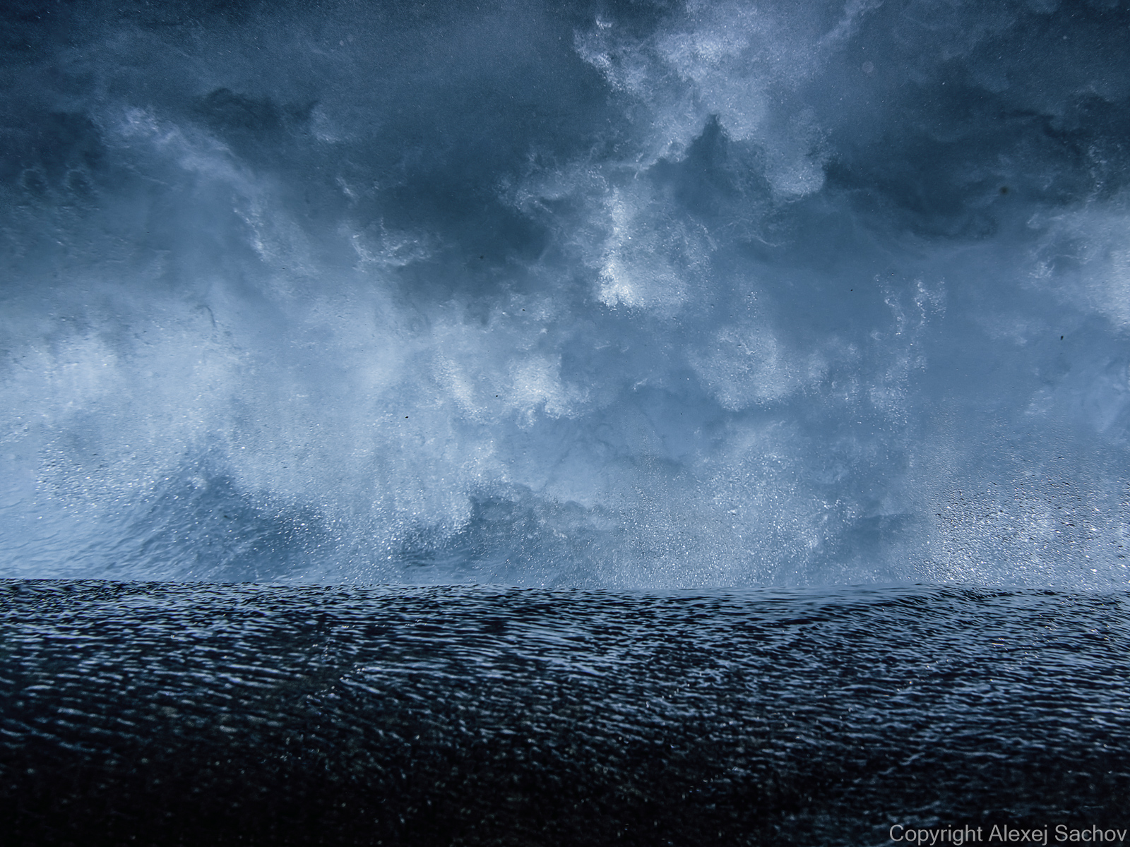 Underwater waves artwork — &ldquo;Rainfall&rdquo; by Alexej Sachov, from The Edge of Wave series.