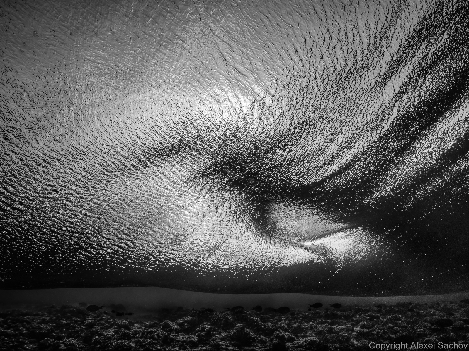 Underwater waves artwork — &ldquo;Calmness&rdquo; by Alexej Sachov, from Inside the Wave series.