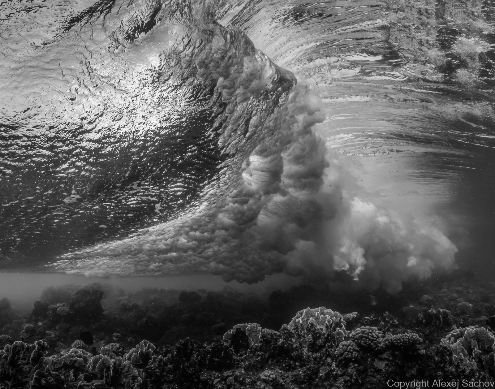 Underwater waves artwork — &ldquo;Perfect Transformation&rdquo; by Alexej Sachov, from Inside the Wave series.